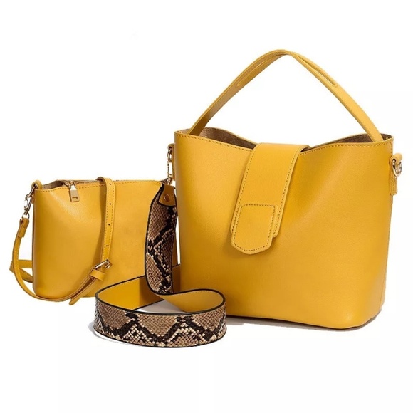 luckyday99 Handbags - VENICE 2pc/set Leather Shoulder Crossbody Purse